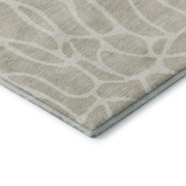 HomeRoots 10' X 14' Beige and Ivory Geometric Area Rug - Washable, UV Protected, Stain Resistant, Durable Design 680379