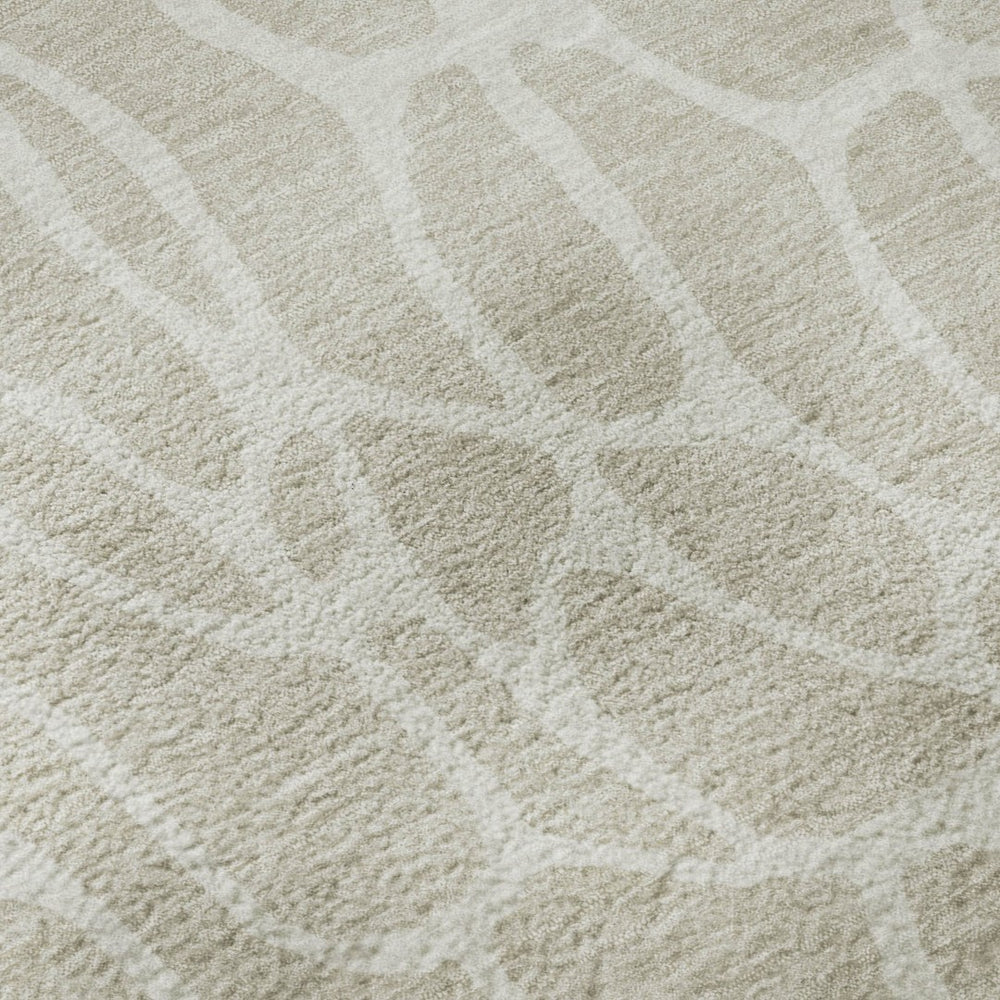 HomeRoots 10' X 14' Beige and Ivory Geometric Area Rug - Washable, UV Protected, Stain Resistant, Durable Design 680379