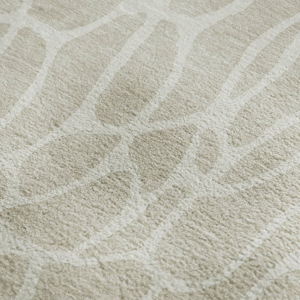 HomeRoots 10' X 14' Beige and Ivory Geometric Area Rug - Washable, UV Protected, Stain Resistant, Durable Design 680379