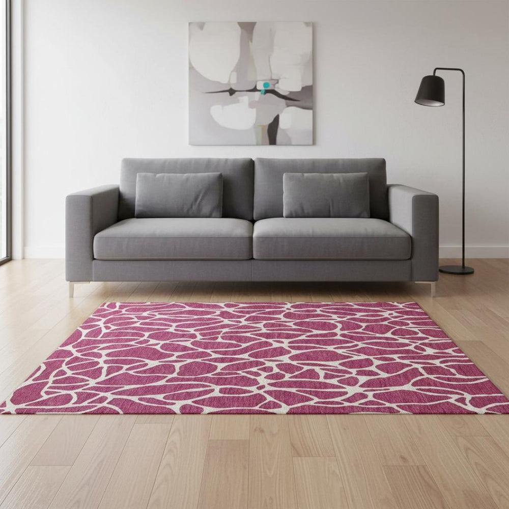 HomeRoots 5' X 8' Blush & Ivory Geometric Area Rug – Washable, UV-Protected, Durable, Perfect for High-Traffic Areas 680381