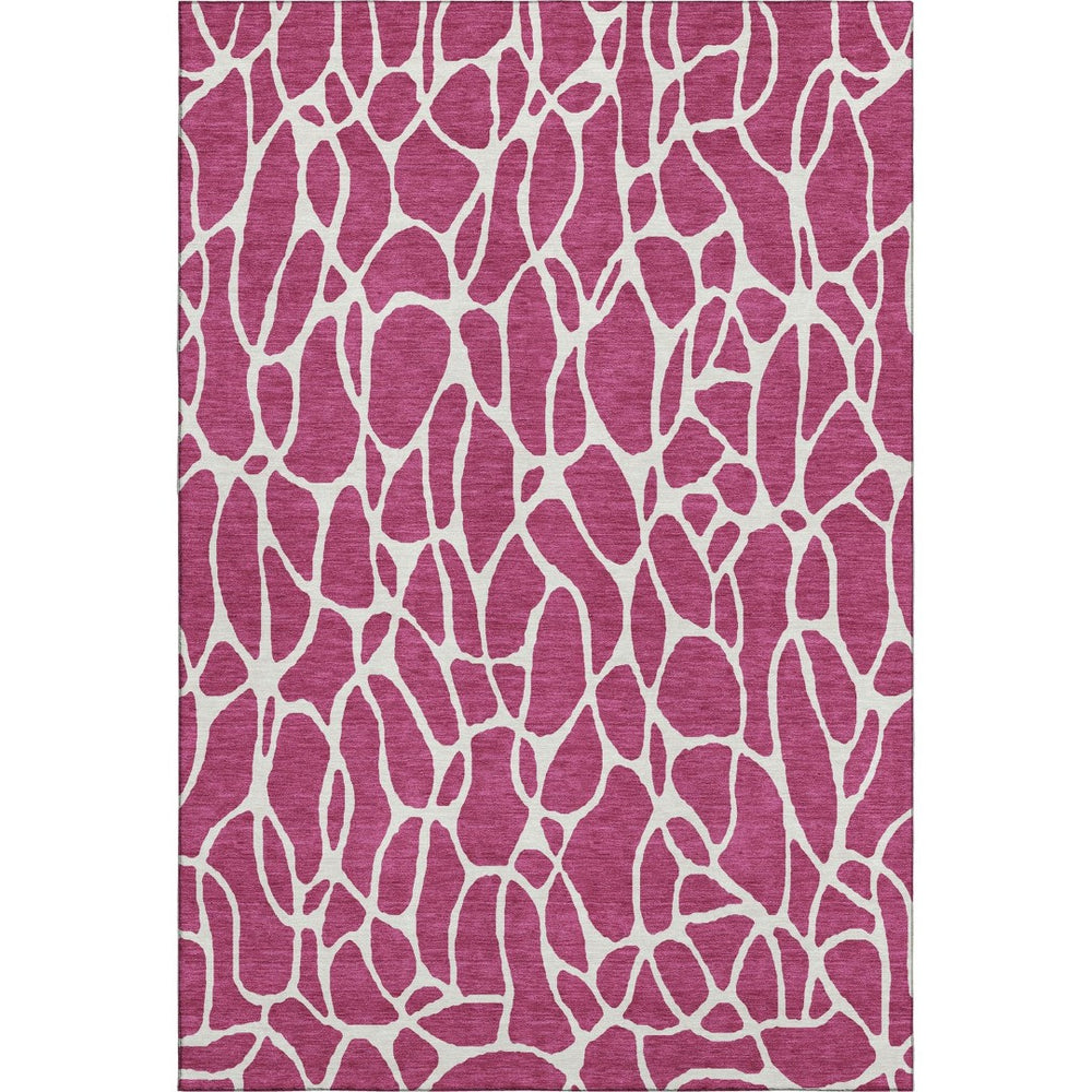 HomeRoots 5' X 8' Blush & Ivory Geometric Area Rug – Washable, UV-Protected, Durable, Perfect for High-Traffic Areas 680381