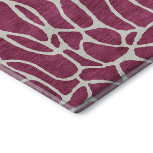 HomeRoots 8' Blush and Ivory Geometric Round Rug - Stylish, Washable, UV-Protected, Perfect for High-Traffic Areas 680382