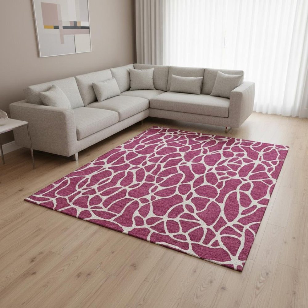HomeRoots 8' X 10' Blush and Ivory Geometric Area Rug - Stylish, Washable, UV-Protected for High-Traffic Spaces 680383