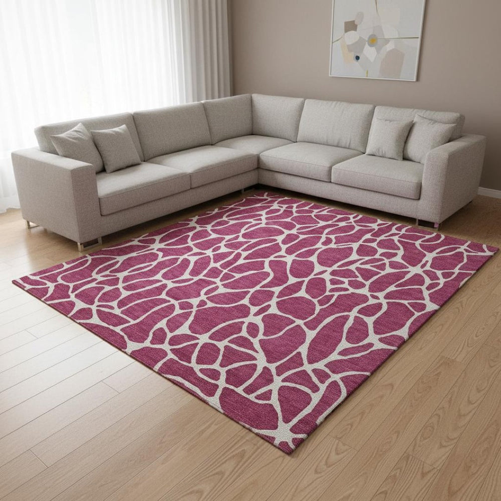 HomeRoots 9' X 12' Blush & Ivory Geometric Area Rug - Washable, UV-Protected, Stylish, Durable & Kid-Friendly 680384