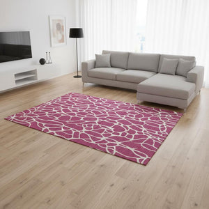 HomeRoots 10' X 14' Blush & Ivory Geometric Area Rug - Washable, UV Protected, Perfect for Busy Homes! 680385