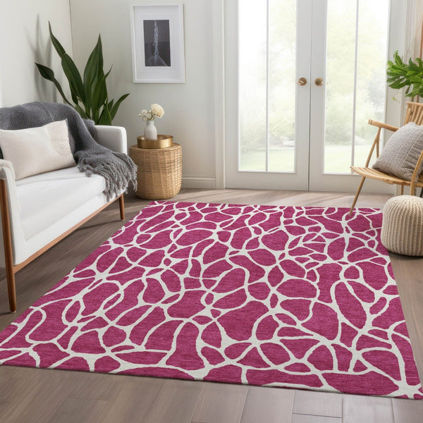 HomeRoots 10' X 14' Blush & Ivory Geometric Area Rug - Washable, UV Protected, Perfect for Busy Homes! 680385