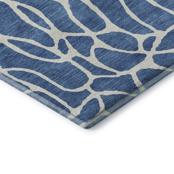 HomeRoots 5' X 8' Blue and Ivory Geometric Area Rug – Durable, Washable, UV Protected for High Traffic Areas 680387