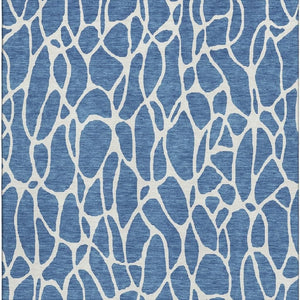 HomeRoots 5' X 8' Blue and Ivory Geometric Area Rug – Durable, Washable, UV Protected for High Traffic Areas 680387