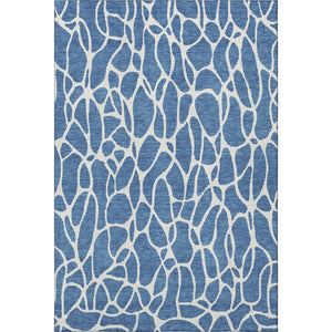 HomeRoots 5' X 8' Blue and Ivory Geometric Area Rug – Durable, Washable, UV Protected for High Traffic Areas 680387