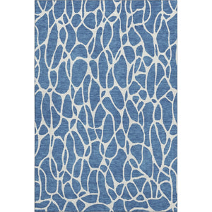 HomeRoots 8' X 10' Modern Blue & Ivory Geometric Area Rug - Washable, Stain-Resistant, UV Protected Design 680389