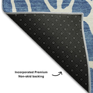 HomeRoots 8' X 10' Modern Blue & Ivory Geometric Area Rug - Washable, Stain-Resistant, UV Protected Design 680389