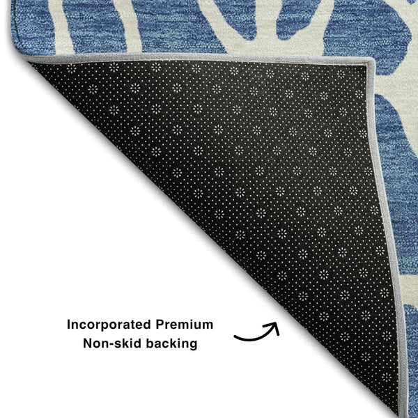 HomeRoots 8' X 10' Modern Blue & Ivory Geometric Area Rug - Washable, Stain-Resistant, UV Protected Design 680389