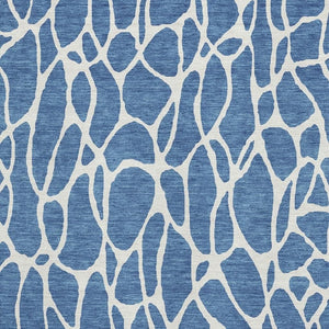HomeRoots 9' X 12' Blue and Ivory Geometric Washable Area Rug - Durable, Stain-Resistant, UV Protected Design 680390