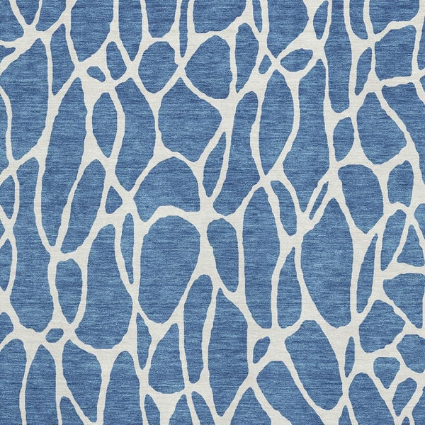 HomeRoots 9' X 12' Blue and Ivory Geometric Washable Area Rug - Durable, Stain-Resistant, UV Protected Design 680390