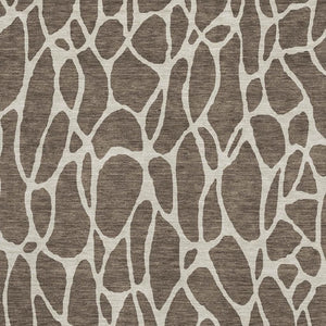 HomeRoots 5' Modern Brown and Beige Geometric Washable Area Rug with UV Protection for High-Traffic Spaces 680393