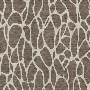 HomeRoots 8' X 10' Brown And Beige Geometric Area Rug - Washable, UV-Protected, Durable for Modern Homes 680395