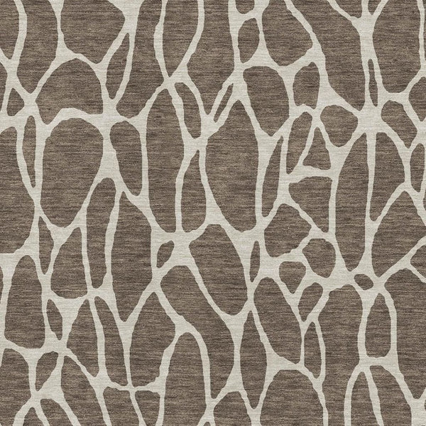 HomeRoots 8' X 10' Brown And Beige Geometric Area Rug - Washable, UV-Protected, Durable for Modern Homes 680395