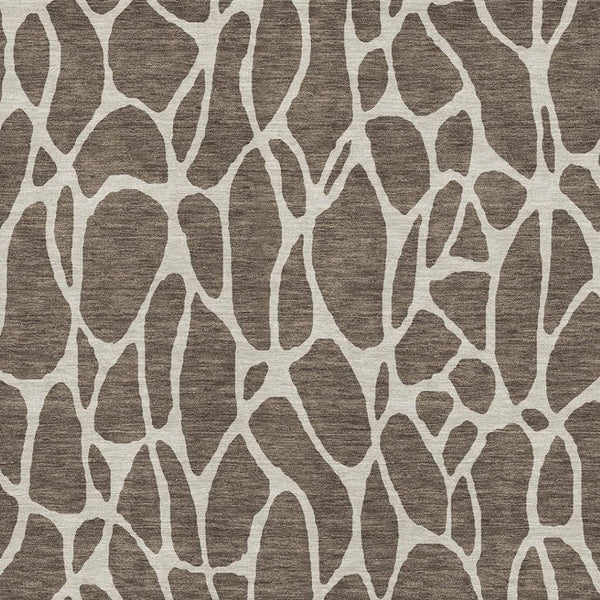 HomeRoots 9' X 12' Geometric Washable Area Rug in Brown and Beige - Durable UV-Protected, Stylish & Easy Care 680396