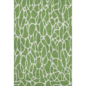 HomeRoots 5' X 8' Green And Ivory Geometric Area Rug - Washable, UV-Protected, Durable Design for Any Space 680399