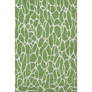 HomeRoots 5' X 8' Green And Ivory Geometric Area Rug - Washable, UV-Protected, Durable Design for Any Space 680399