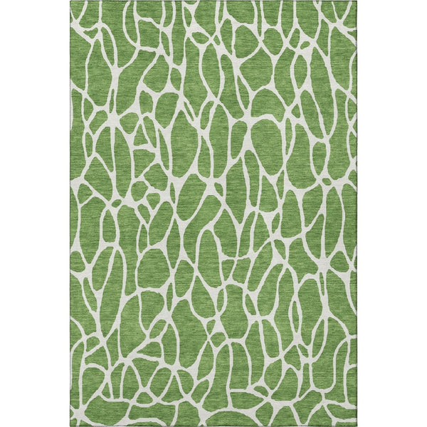 HomeRoots 5' X 8' Green And Ivory Geometric Area Rug - Washable, UV-Protected, Durable Design for Any Space 680399