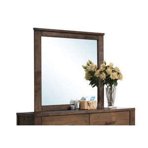 English Elm Merrilee Oak Finish Mirror - Minimalist 34"x33" Wall Mirror with Durable Wood-Composite Frame, Modern Elegance B2726P257357