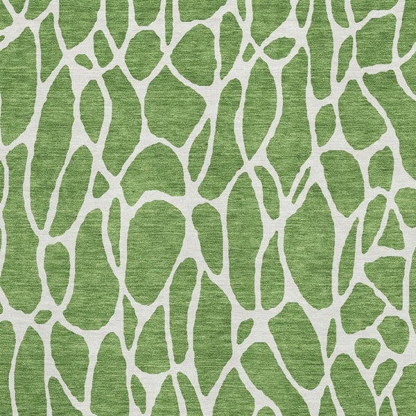 HomeRoots 8' X 10' Green and Ivory Geometric Area Rug - UV Protected, Washable, Durable for High-Traffic Rooms 680401
