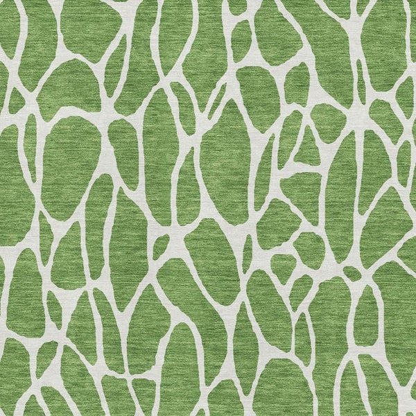 HomeRoots 9' X 12' Stylish Green & Ivory Geometric Area Rug – Washable, UV-Protected, Perfect for Family Homes 680402