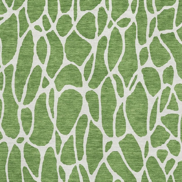 HomeRoots 10' X 14' Green and Ivory Geometric Washable Area Rug – UV Protected, Stain Resistant, Stylish Comfort 680403