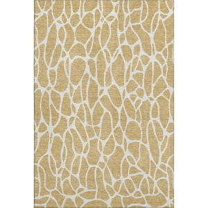 HomeRoots 5' X 8' Gold & Ivory Geometric Washable Area Rug - Stain Resistant, UV Protection, Easy Care! 680405