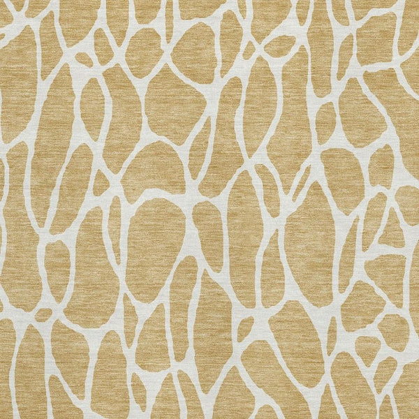 HomeRoots 5' X 8' Gold & Ivory Geometric Washable Area Rug - Stain Resistant, UV Protection, Easy Care! 680405