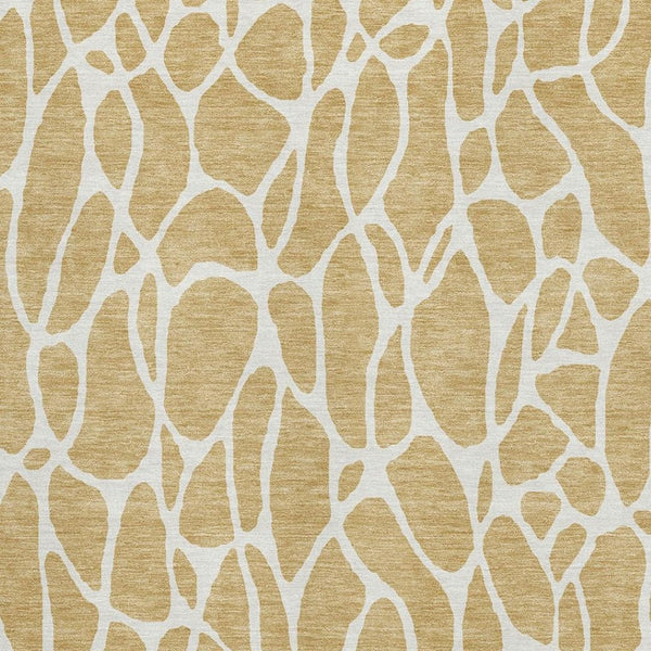 HomeRoots 9' X 12' Gold And Ivory Geometric Area Rug – Washable, UV Resistant, Perfect for High-Traffic Homes! 680408