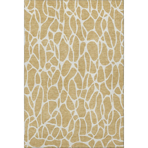 HomeRoots 10' Gold and Ivory Geometric Area Rug - Washable, Stain Resistant, UV Protected for Busy Homes! 680409