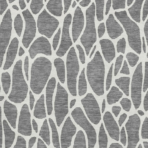 HomeRoots 5' X 8' Gray & Ivory Geometric Area Rug - Washable, UV-Protected, Durable for Homes with Kids & Pets 680411