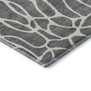 HomeRoots 8' X 10' Gray and Ivory Geometric Washable Area Rug – Modern Design with UV Protection for All Spaces 680413