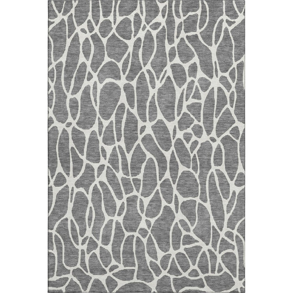 HomeRoots 9' X 12' Gray and Ivory Geometric Area Rug - Washable, UV Protected, Durable for Homes with Kids & Pets 680414