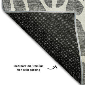 HomeRoots 9' X 12' Gray and Ivory Geometric Area Rug - Washable, UV Protected, Durable for Homes with Kids & Pets 680414