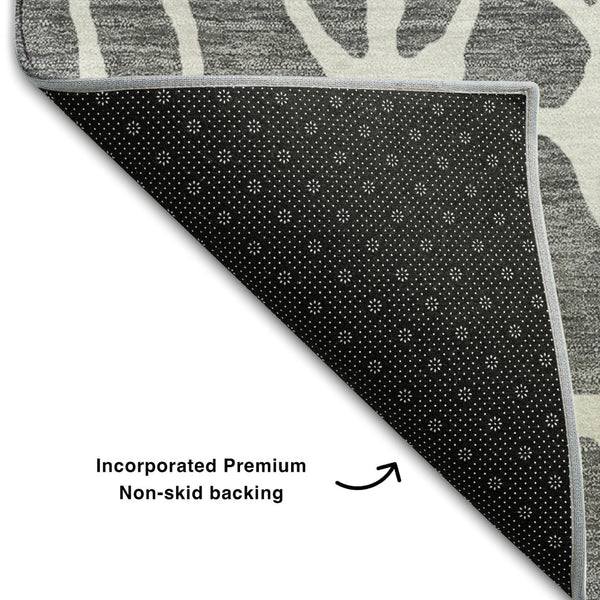 HomeRoots 9' X 12' Gray and Ivory Geometric Area Rug - Washable, UV Protected, Durable for Homes with Kids & Pets 680414
