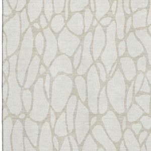 HomeRoots 5' X 8' Ivory & Beige Geometric Area Rug – Durable, Washable, UV Protected for Active Homes! 680417