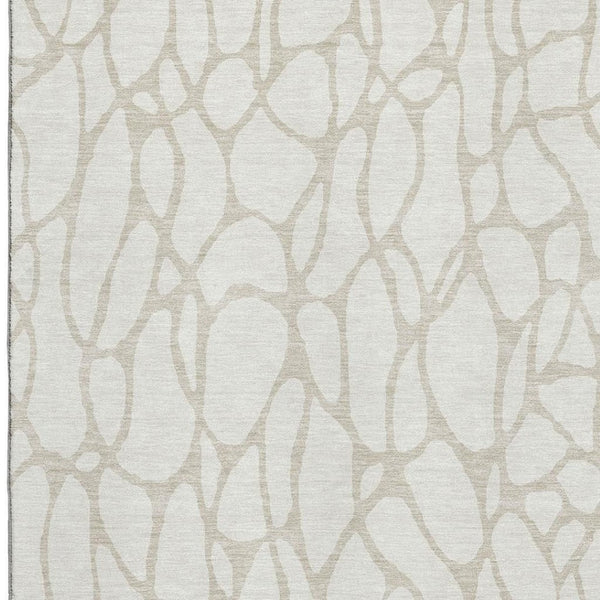 HomeRoots 5' X 8' Ivory & Beige Geometric Area Rug – Durable, Washable, UV Protected for Active Homes! 680417