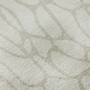 HomeRoots 8' Ivory and Beige Geometric Round Rug – Stylish, Washable, UV Protected for Modern Homes & Families 680418