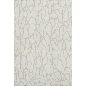 HomeRoots 8' X 10' Ivory and Beige Geometric Area Rug – Washable, UV-Protected, Durable for High-Traffic Rooms 680419