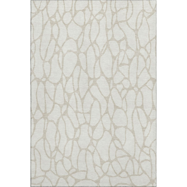 HomeRoots 8' X 10' Ivory and Beige Geometric Area Rug – Washable, UV-Protected, Durable for High-Traffic Rooms 680419