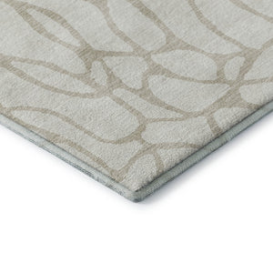 HomeRoots 8' X 10' Ivory and Beige Geometric Area Rug – Washable, UV-Protected, Durable for High-Traffic Rooms 680419