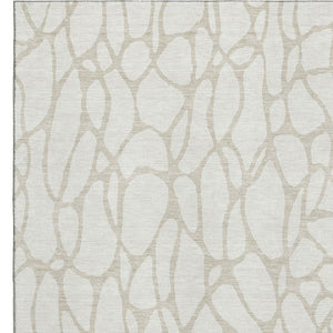 HomeRoots 8' X 10' Ivory and Beige Geometric Area Rug – Washable, UV-Protected, Durable for High-Traffic Rooms 680419