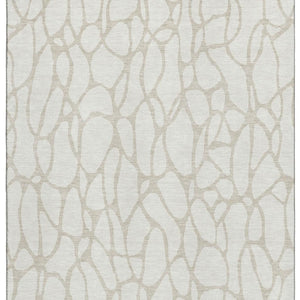 HomeRoots 8' X 10' Ivory and Beige Geometric Area Rug – Washable, UV-Protected, Durable for High-Traffic Rooms 680419