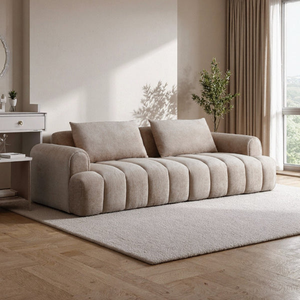 English Elm Modern Chenille Velvet Sectional Sofa Tufted Arc Design for Living Room Apartment W2664S00003