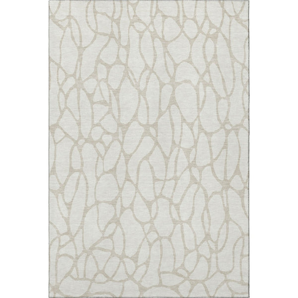 HomeRoots 10' X 14' Ivory and Beige Geometric Area Rug - Washable, Stain-Resistant, UV Protected for Homes 680421