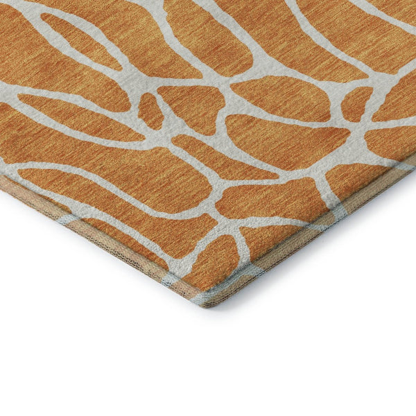 HomeRoots 5' X 8' Vibrant Orange and Ivory Geometric Area Rug - Washable, UV-Protected, Stylish & Durable 680423