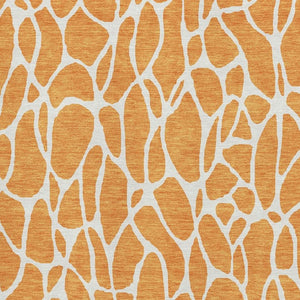 HomeRoots 5' X 8' Vibrant Orange and Ivory Geometric Area Rug - Washable, UV-Protected, Stylish & Durable 680423